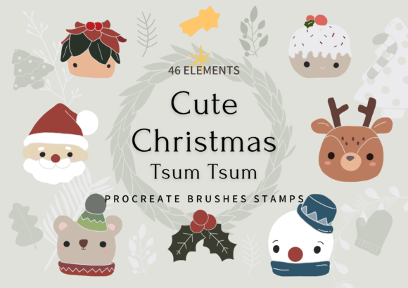 Cute Christmas Procreate Stamps